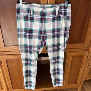 Terra & Sky White/Green/Red/Blue Plaid Pull On Pants Festive! Size 1X (16-18)